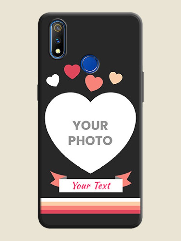 Custom Love Shaped Photo with Colorful Stripes on Personalised Space Black Soft Matte Cases - Realme 3 Pro - alternate view
