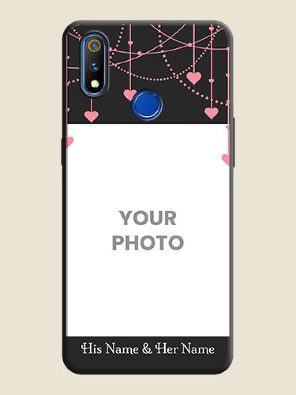 Custom Pink Love Hangings with Text on Space Black Custom Soft Matte Back Cover - Realme 3 Pro - alternate view