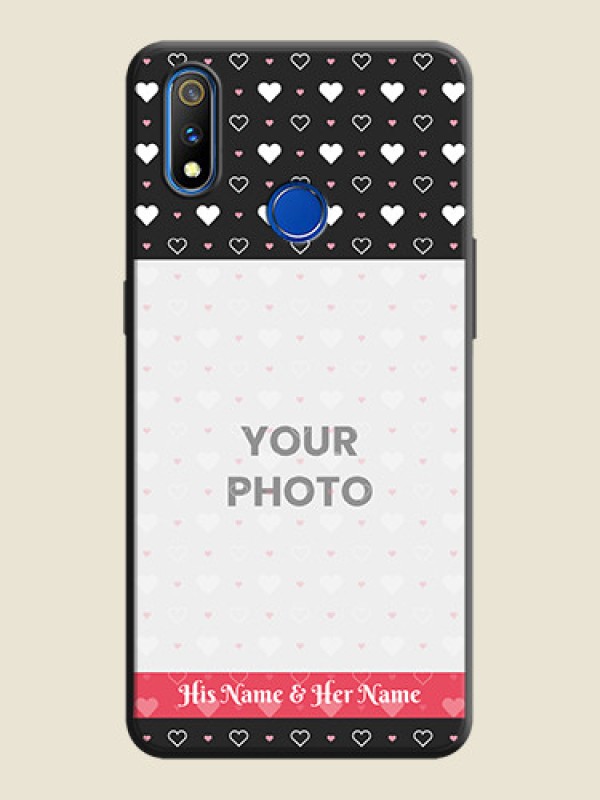 Custom White Color Love Symbols with Text Design - Photo on Space Black Soft Matte Phone Cover - Realme 3 Pro - alternate view