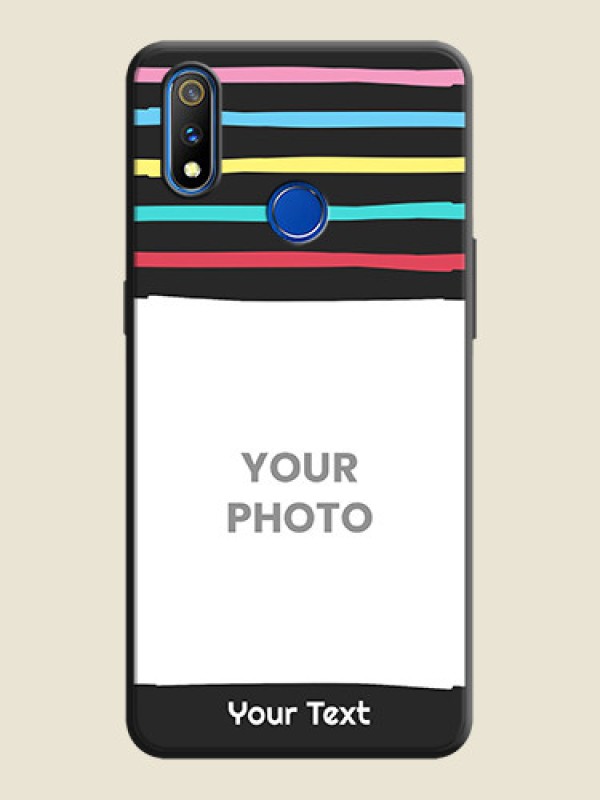 Custom Multicolor Lines with Image on Space Black Personalized Soft Matte Phone Covers - Realme 3 Pro - alternate view