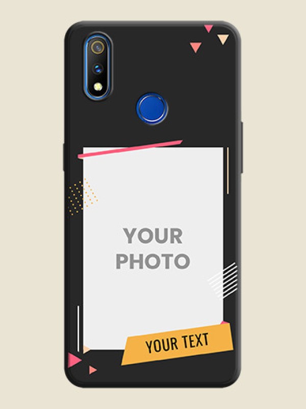 Custom Photo Frame with Triangle Small Dots - Photo on Space Black Soft Matte Back Cover - Realme 3 Pro - alternate view