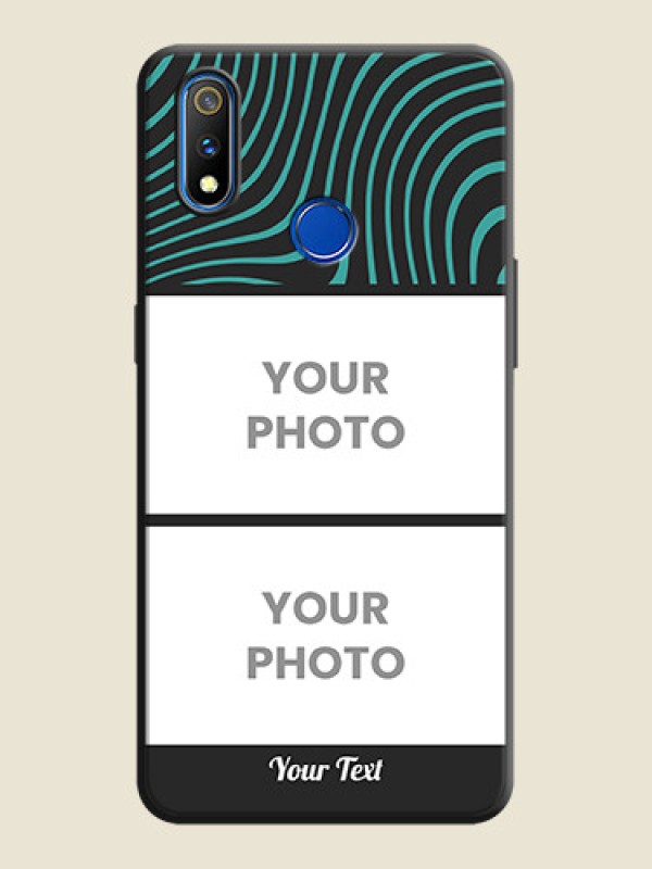 Custom Wave Pattern with 2 Image Holder on Space Black Personalized Soft Matte Phone Covers - Realme 3 Pro - alternate view