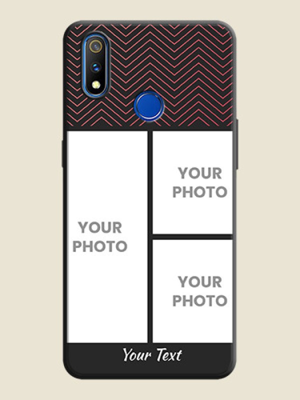 Custom Wave Pattern with 3 Image Holder on Space Black Custom Soft Matte Back Cover - Realme 3 Pro - alternate view