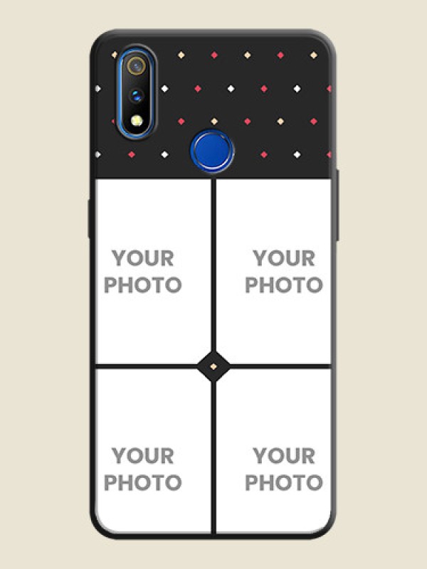Custom Multicolor Dotted Pattern with 4 Image Holder on Space Black Custom Soft Matte Phone Cases - Realme 3 Pro - alternate view