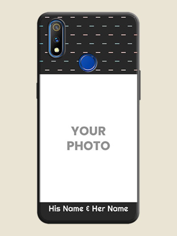 Custom Line Pattern Design with Text on Space Black Custom Soft Matte Phone Back Cover - Realme 3 Pro - alternate view