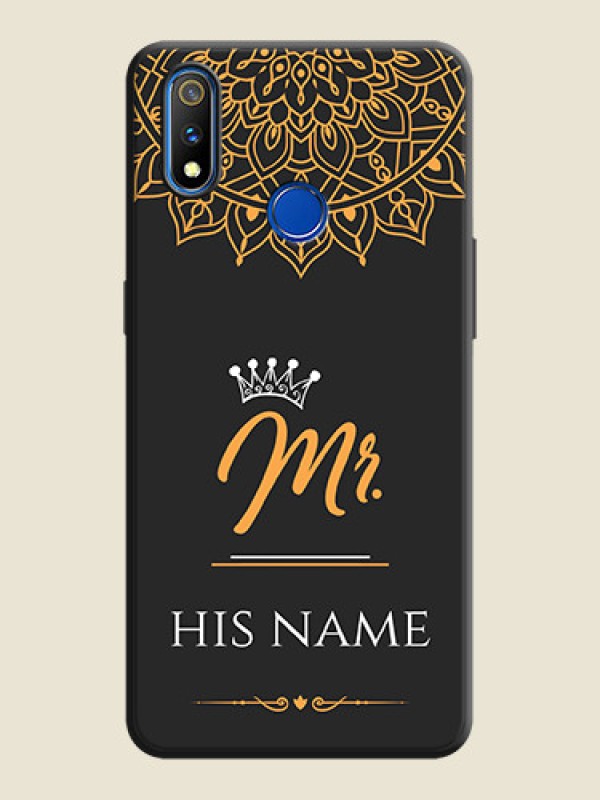 Custom Mr Name with Floral Design  on Personalised Space Black Soft Matte Cases - Realme 3 Pro - alternate view