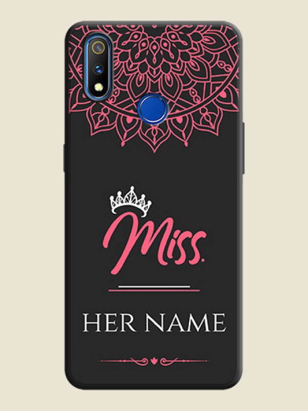 Custom Mrs Name with Floral Design on Space Black Personalized Soft Matte Phone Covers - Realme 3 Pro - alternate view