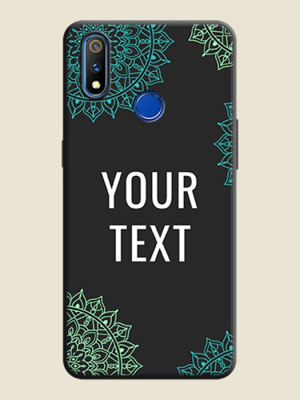 Custom Your Name with Floral Design on Space Black Custom Soft Matte Back Cover - Realme 3 Pro - alternate view
