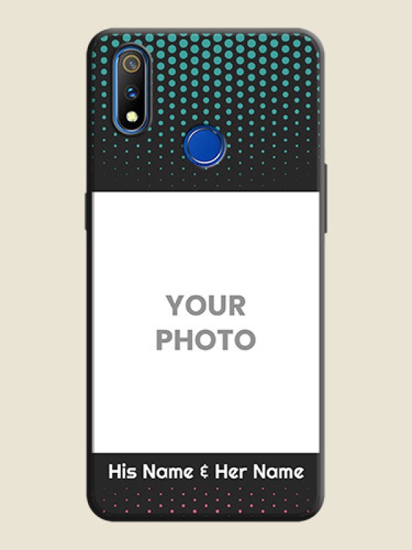 Custom Faded Dots with Grunge Photo Frame and Text on Space Black Custom Soft Matte Phone Cases - Realme 3 Pro - alternate view