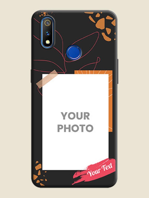Custom Orange Photo Frame on Space Black Custom Soft Matte Phone Back Cover - Realme 3 Pro - alternate view