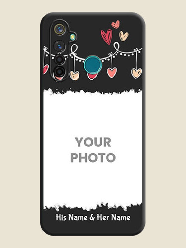 Custom Pink Love Hangings with Name on Space Black Custom Soft Matte Phone Cases - Realme 5 Pro - alternate view