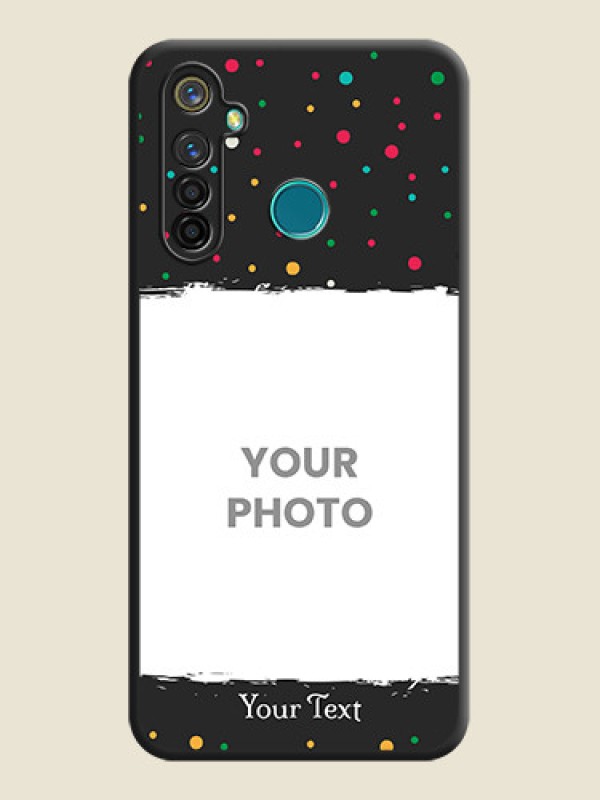 Custom Multicolor Dotted Pattern with Text on Space Black Custom Soft Matte Phone Back Cover - Realme 5 Pro - alternate view