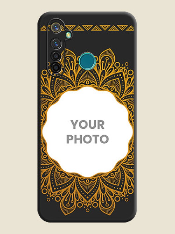 Custom Round Image with Floral Design - Photo on Space Black Soft Matte Mobile Cover - Realme 5 Pro - alternate view