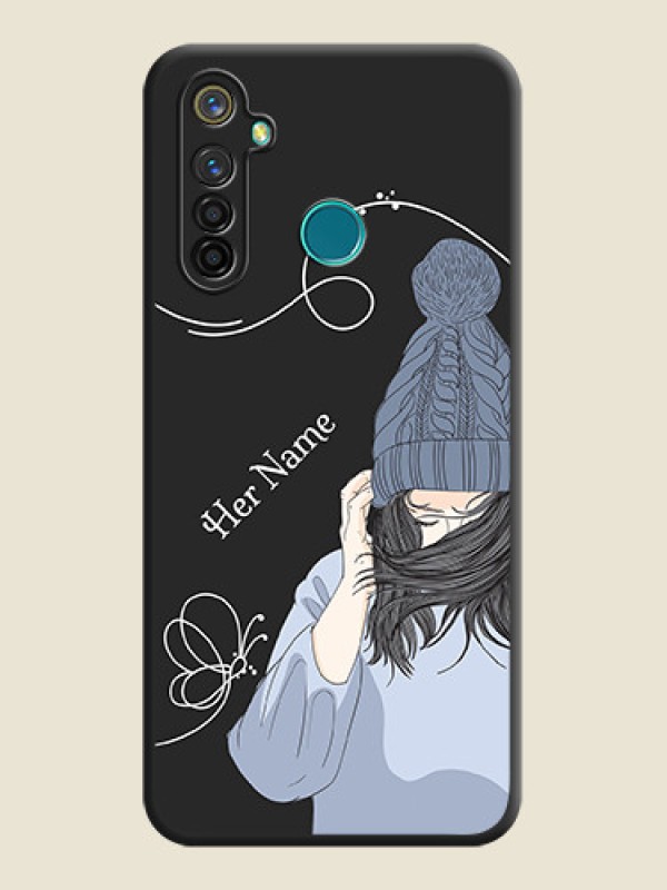Custom Girl With Blue Winter Outfiit Custom Text Design On Space Black Personalized Soft Matte Phone Covers -Realme 5 Pro - alternate view
