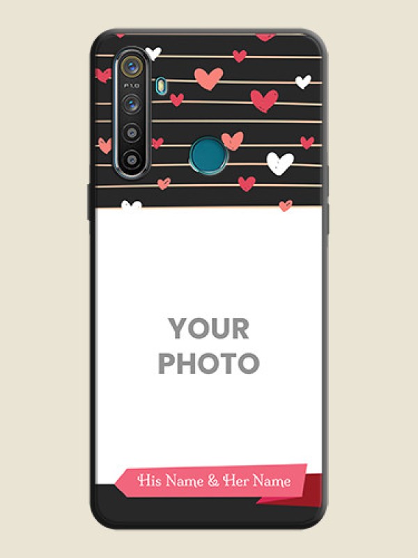 Custom Love Pattern with Name on Pink Ribbon  - Photo on Space Black Soft Matte Back Cover - Realme 5 - alternate view