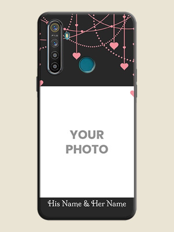 Custom Pink Love Hangings with Text on Space Black Custom Soft Matte Back Cover - Realme 5 - alternate view