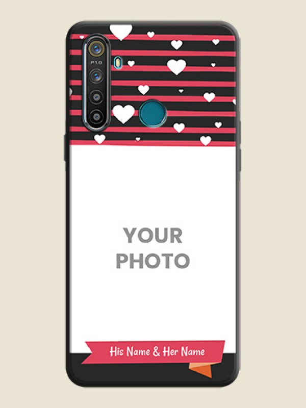 Custom White Color Love Symbols with Pink Lines Pattern on Space Black Custom Soft Matte Phone Cases - Realme 5 - alternate view