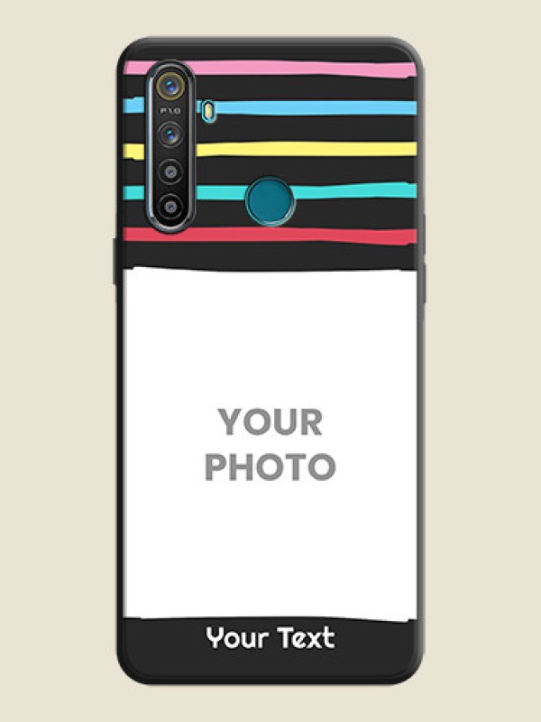 Custom Multicolor Lines with Image on Space Black Personalized Soft Matte Phone Covers - Realme 5 - alternate view