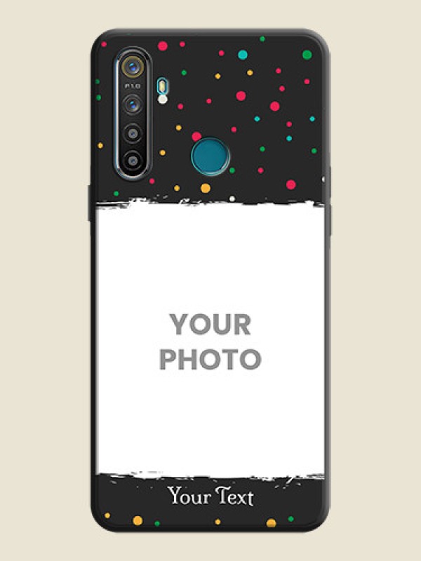 Custom Multicolor Dotted Pattern with Text on Space Black Custom Soft Matte Phone Back Cover - Realme 5 - alternate view
