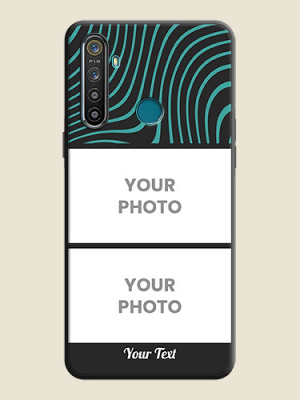 Custom Wave Pattern with 2 Image Holder on Space Black Personalized Soft Matte Phone Covers - Realme 5 - alternate view