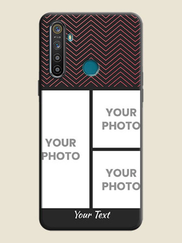 Custom Wave Pattern with 3 Image Holder on Space Black Custom Soft Matte Back Cover - Realme 5 - alternate view