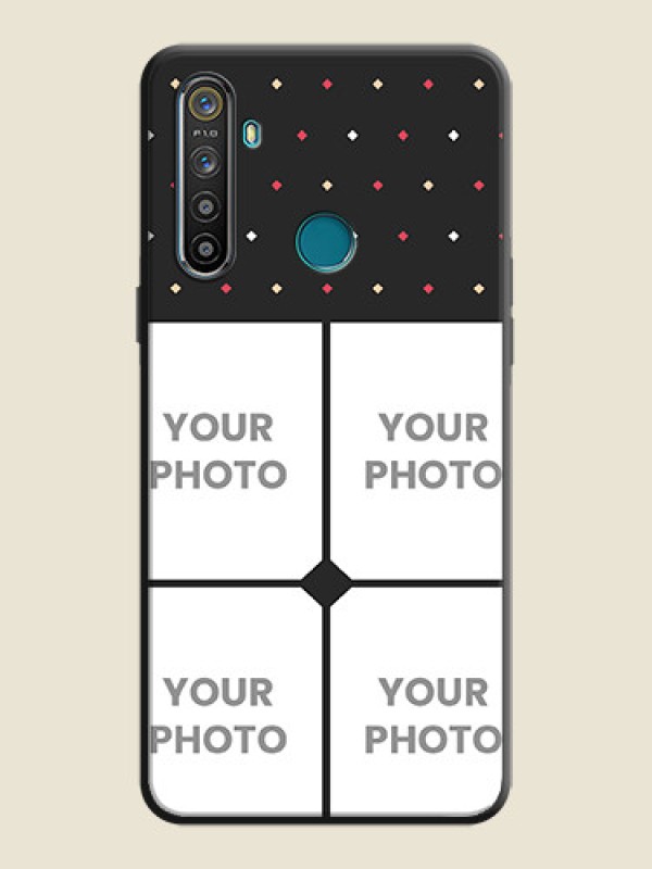 Custom Multicolor Dotted Pattern with 4 Image Holder on Space Black Custom Soft Matte Phone Cases - Realme 5 - alternate view