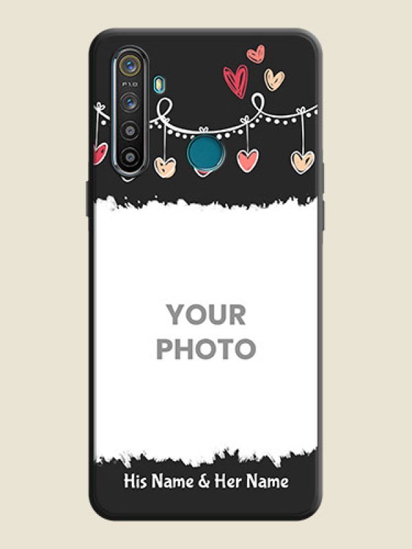 Custom Pink Love Hangings with Name on Space Black Custom Soft Matte Phone Cases - Realme 5I - alternate view