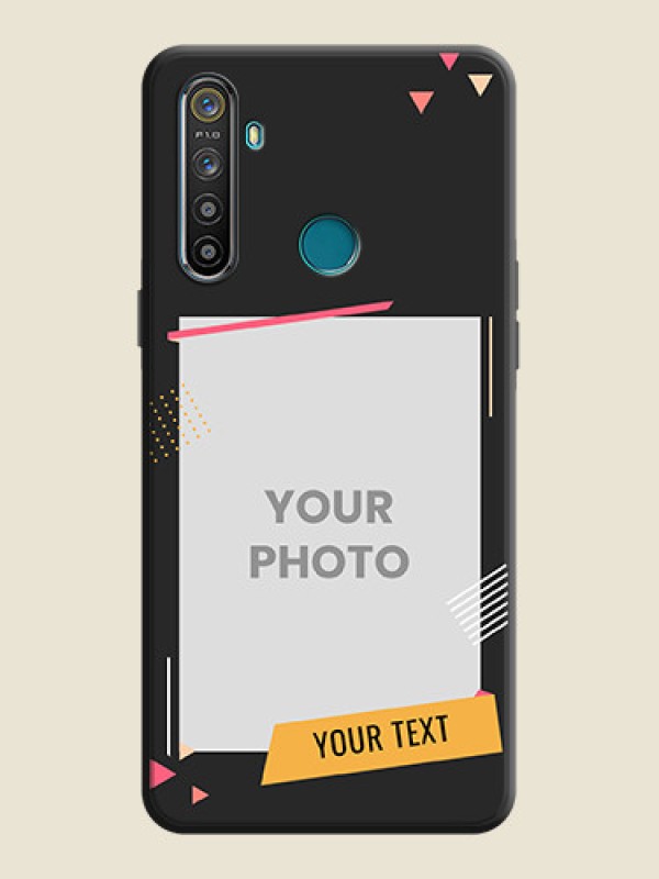 Custom Photo Frame with Triangle Small Dots - Photo on Space Black Soft Matte Back Cover - Realme 5I - alternate view