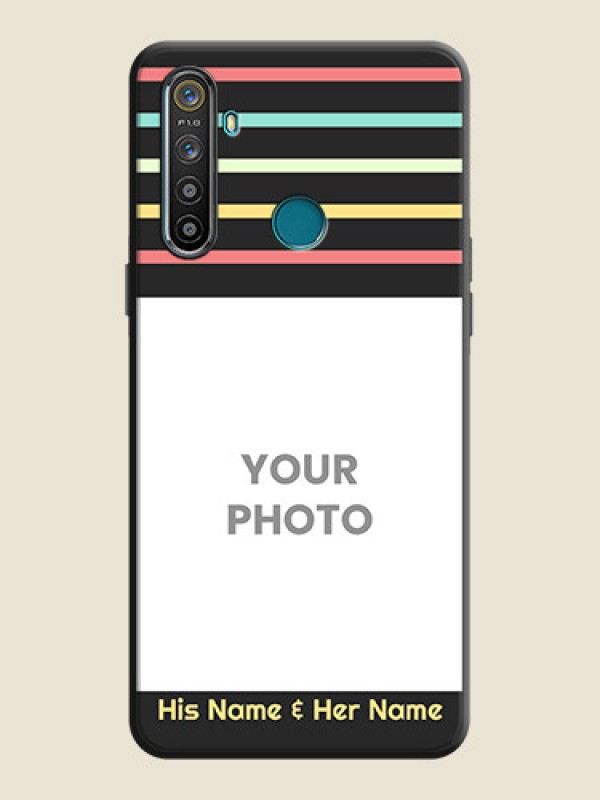 Custom Color Stripes with Photo and Text - Photo on Space Black Soft Matte Mobile Case - Realme 5I - alternate view