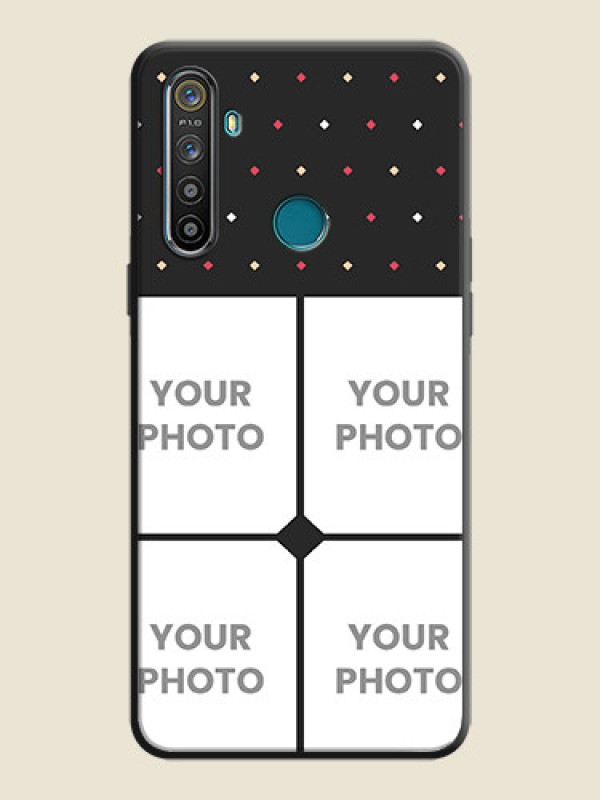 Custom Multicolor Dotted Pattern with 4 Image Holder on Space Black Custom Soft Matte Phone Cases - Realme 5S - alternate view