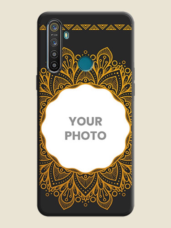 Custom Round Image with Floral Design - Photo on Space Black Soft Matte Mobile Cover - Realme 5S - alternate view
