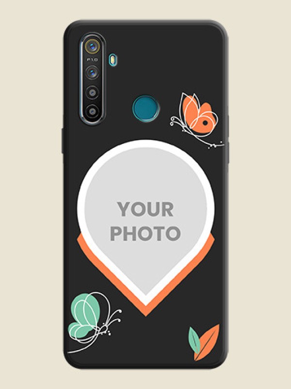 Custom Upload Pic With Simple Butterly Design On Space Black Personalized Soft Matte Phone Covers -Realme 5S - alternate view