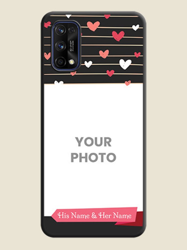 Custom Love Pattern with Name on Pink Ribbon  on Photo on Space Black Soft Matte Back Cover - Realme 7 Pro - alternate view