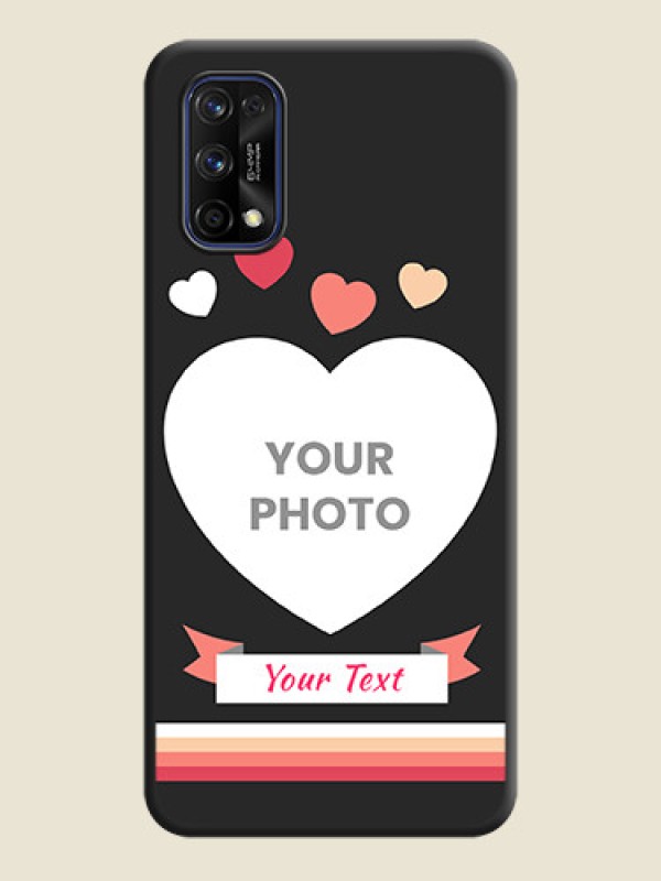 Custom Love Shaped Photo with Colorful Stripes on Personalised Space Black Soft Matte Cases - Realme 7 Pro - alternate view