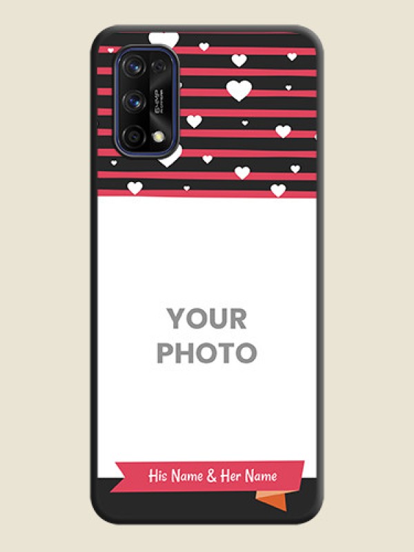 Custom White Color Love Symbols with Pink Lines Pattern on Space Black Custom Soft Matte Phone Cases - Realme 7 Pro - alternate view