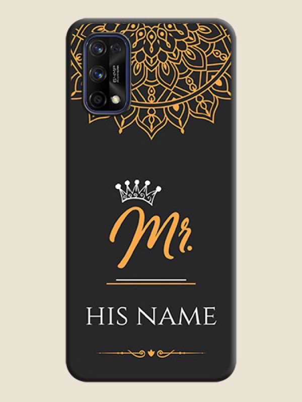 Custom Mr Name with Floral Design  on Personalised Space Black Soft Matte Cases - Realme 7 Pro - alternate view