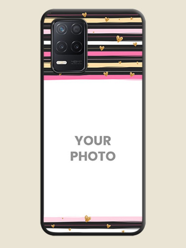 Custom Multicolor Lines and Golden Love Symbols Design on Photo on Space Black Soft Matte Mobile Cover - Realme 8 5G - alternate view