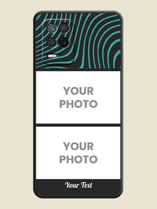 Custom Wave Pattern with 2 Image Holder on Space Black Personalized Soft Matte Phone Covers - Realme 8s 5G - alternate view