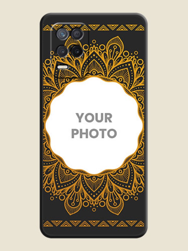 Custom Round Image with Floral Design on Photo on Space Black Soft Matte Mobile Cover - Realme 8s 5G - alternate view