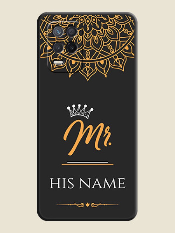 Custom Mr Name with Floral Design  on Personalised Space Black Soft Matte Cases - Realme 8s 5G - alternate view