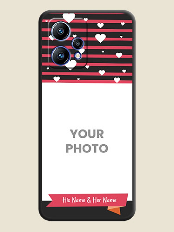 Custom White Color Love Symbols with Pink Lines Pattern on Space Black Custom Soft Matte Phone Cases - Realme 9 4G - alternate view