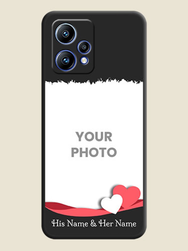 Custom Pin Color Love Shaped Ribbon Design with Text on Space Black Custom Soft Matte Phone Back Cover - Realme 9 4G - alternate view
