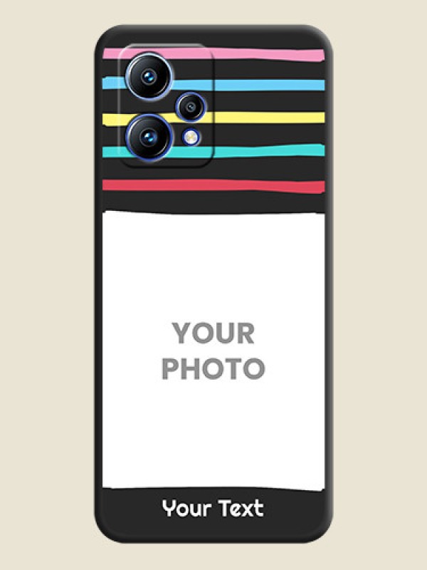 Custom Multicolor Lines with Image on Space Black Personalized Soft Matte Phone Covers - Realme 9 4G - alternate view