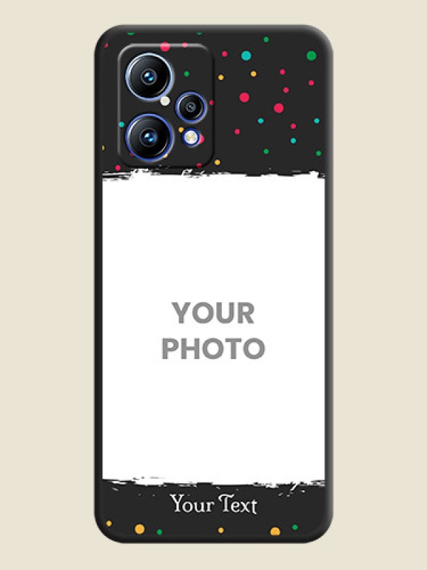 Custom Multicolor Dotted Pattern with Text on Space Black Custom Soft Matte Phone Back Cover - Realme 9 4G - alternate view