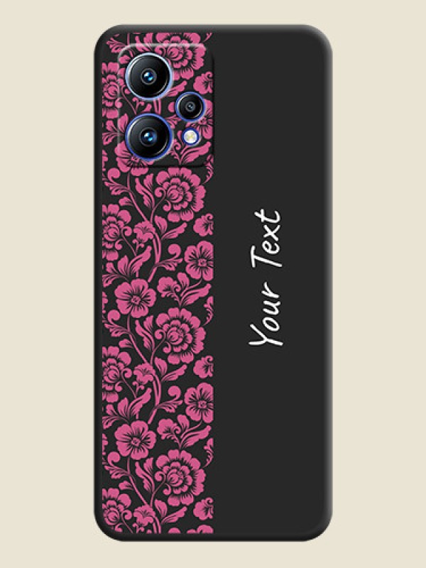 Custom Pink Floral Pattern Design With Custom Text On Space Black Personalized Soft Matte Phone Covers -Realme 9 4G - alternate view