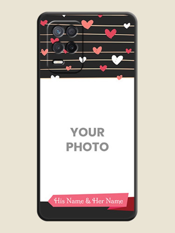Custom Love Pattern with Name on Pink Ribbon  on Photo on Space Black Soft Matte Back Cover - Realme 9 5G - alternate view