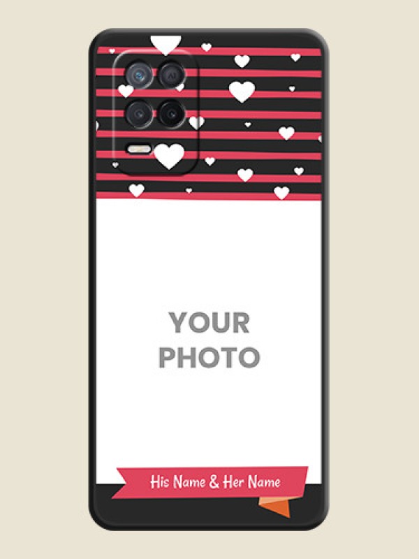Custom White Color Love Symbols with Pink Lines Pattern on Space Black Custom Soft Matte Phone Cases - Realme 9 5G - alternate view