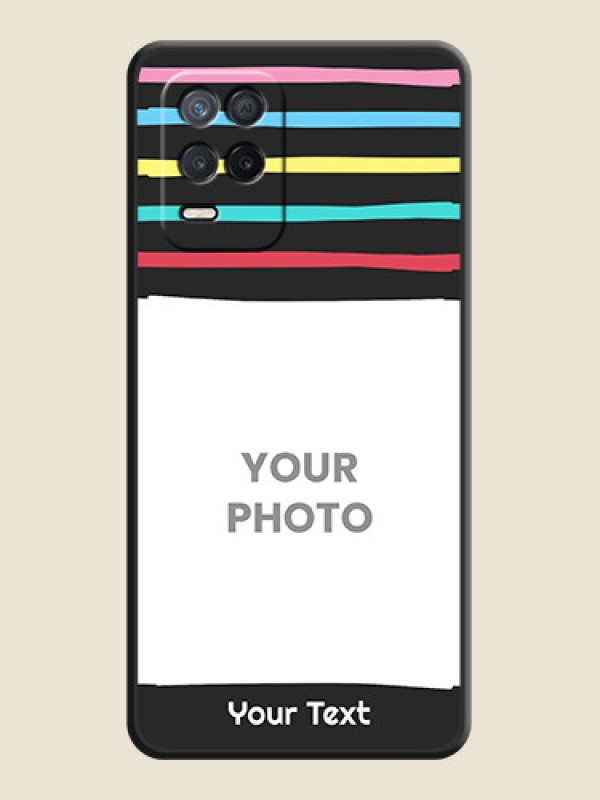 Custom Multicolor Lines with Image on Space Black Personalized Soft Matte Phone Covers - Realme 9 5G - alternate view