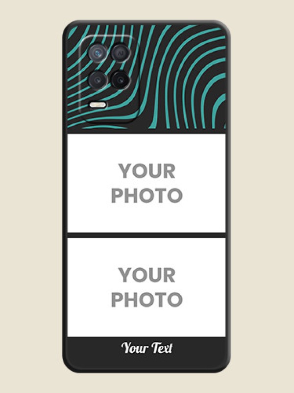 Custom Wave Pattern with 2 Image Holder on Space Black Personalized Soft Matte Phone Covers - Realme 9 5G - alternate view