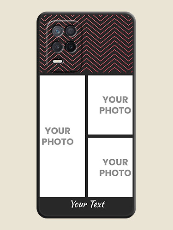Custom Wave Pattern with 3 Image Holder on Space Black Custom Soft Matte Back Cover - Realme 9 5G - alternate view